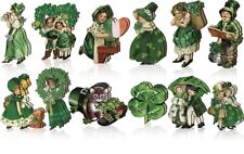 St. Patrick’s Day - 4 Leaf Clover wooden “Vintage” hanging ornaments set of 12 picture