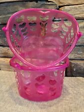 NEW Set 2 Pink Glitter Heart Shaped Valentine's Day Gift Baskets Buckets 5