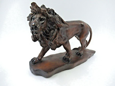 Vintage fine cast resin walking Lion sculpture Rosewood look from China about 5