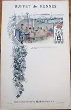 Dom Benedictine 1910 French Restaurant Advertising Menu w/Military Scene picture