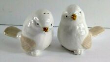 Ceramic Song Birds Finches Salt & Pepper Shakers White Brown Farmhouse Cottage picture