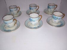Antique Hand Painted Forget-me-nots Stouffer Teacups And Saucers picture