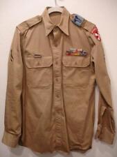 US Army WWII Korea Shirt 1946 Khaki Cotton Patches Ribbons 8th Army 14 1/2 X 33 picture