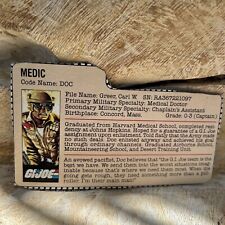 GI Joe 1983 MEDIC Code Name DOC  Trading File Card Only Peach Card 1983 picture