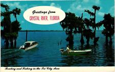 Vintage Postcard- BOATING AND FISHING, CRYSTAL RIVER, FL. 1960s picture