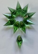 10 Vintage Uranium Glass Chandelier Faceted Crystal Green ~1.25