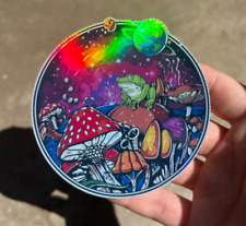 Mushroom Planet Sticker Holographic Hologram Magic Hippie Psychedelic Decal picture