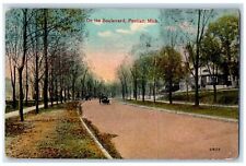 1916 On The Boulevard Carriage Scene Pontiac Michigan MI Posted Vintage Postcard picture
