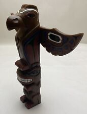 Vintage Alaska Craft Totem Pole Made in Alaska Eagle Beaver 9 1/8