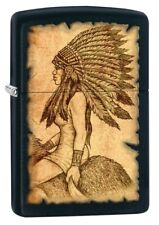 Zippo Lighter, Native American on Horseback - Black Matte 80729 picture