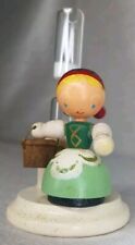 Vintage Egg Sand Timer Wooden Dutch Girl with Water Bucket picture