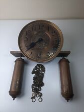 Antique Brass Grandfather Clock Parts With 2 Weights  picture