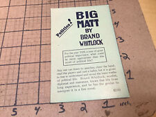 Original PostCard advertisment for book -BIG MATT by Brand Whitlock -unused 1928 picture