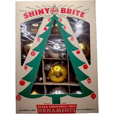 Vintage Shiny Brite 12 Gold & Silver Glass 2