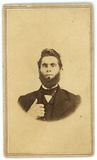 CIRCA 1880'S Named CDV Rugged Man Beard Civil War Tax Stamp Higgins Jackson MI picture