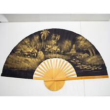 Vintage Bamboo & Silk Japanese Hand Fan Large 24 inch picture