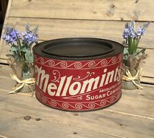 Vintage 1940's 1950's MELLOMINTS Sugar Confection Candy 5 Lb Red Tin - Pry Top picture