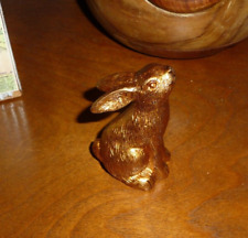 BUNNY RABBIT Wild Hare FIGURE FIGURINE Gold Tone Statue Easter Peter Tchotchke picture