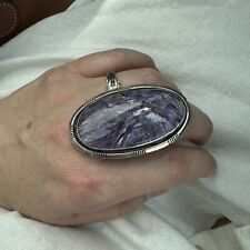 Vintage Sterling Silver Charoite Native American Ring HUGE Jewelry Navajo picture