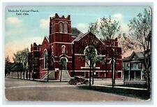 c1910 Car Scene, Methodist Episcopal Church, Enid Oklahoma OK Postcard picture
