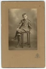 Antique Circa 1900s LARGE Cabinet Card Handsome Boy in Fancy Outfit Chicago, IL picture