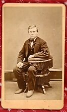 Early CDV Man in Unique Arm Chair; St. Peter, Minnesota; Antique Original Photo picture