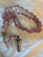 Vintage Catholic Rosary, Pink, Stamped Italy picture