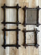 LOT OF 4 Vintage Antique Adirondack Leaves Walnut Picture Frame Tramp Art picture