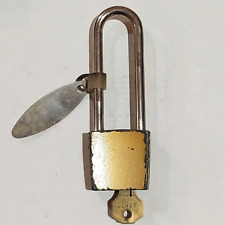 Vintage Corbin Lock Co USA Long Shackle Padlock with Original Brass Key picture
