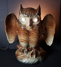 Vintage Mid Century Modern Howard Kron Ceramic Owl TV Lamp Retro Nostalgic Decor picture