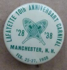Manchester NH 1938 Lafayette 10th Anniversary Carnival Pinback Button picture