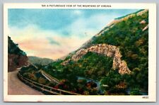 Postcard Picturesque View Of The Mountains of Virginia VA Linen  picture