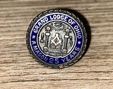 Grand Masonic Lodge Ohio Lapel Pin 25 Years Service Vintage AULD Sterling Silver picture