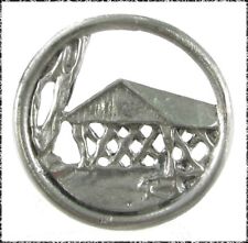Vintage Openwork Pewter Covered Bridge Button, Christina Pewter picture