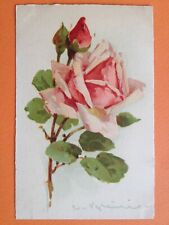CPA illustration litho signed catherine klein rose flower flower pink blumen picture