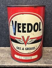 Vtg 1950s VEEDOL All Purpose Grease 5 Lbs Grease Can Oil Can Tin Flying V picture