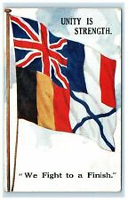 WWI European Patriotic Flag Postcard Unity is Strength 