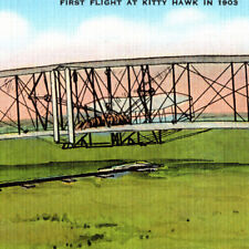 Vintage 1930s Wright Brothers Kitty Hawk First Power Driven Plane Postcard picture