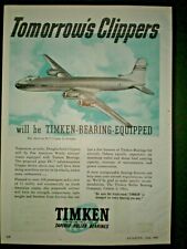 1945 PAN AMERICAN DC-7 TOMORROW'S CLIPPER TIMKEN vintage Trade print ad picture