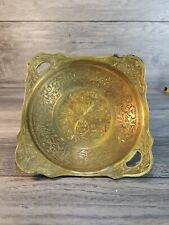 Vintage Solid Brass Etched Tray/Trinket Dish India picture