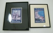 (2) CHICAGO ILLINOIS CENTRAL THE ROAD OF TRAVEL LUXURY FRAMED ART picture