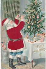 Silk Santa Decorates The Tree With Gilded Embossed Balls 1910  picture