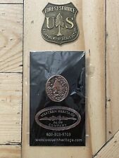 RARE Finds US Forest Service Vtg Badge+historic GREY Tower Hat Lapel Pin Tie Tac picture