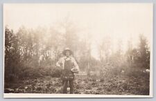 c1904 Very Old RPPC CYKO Stamp Box- Man in Forest gathering Herbs- B2 picture