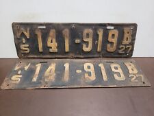 1927 Wisconsin PAIR License Plate Tag original. picture
