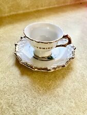 Vintage Wyoming  Travel Souvenir Cup & Saucer 3.5” Gold Trimmed picture