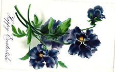 Vintage Postcard- HAPPY EASTERTIDE, PURPLE IRISES Early 1900s picture