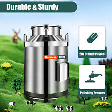 Stainless Steel Bucket 60L Milk Can Silicone Sealing Bucket Storage Jug w/ Lid picture