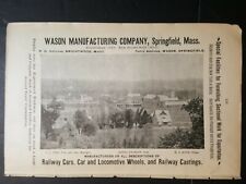 Original 1894 RARE  picture ad WASON MANUFACTURING Springfield Mass railroad  picture