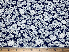Vintage Cotton Fabric 40s 50s PRETTY Blue & White  Daisies Floral 35w 1yd picture